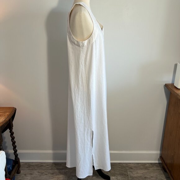NWT DKNY Linen Blend, Sleeveless White Maxi Dress, Size Large - Picture 6 of 8